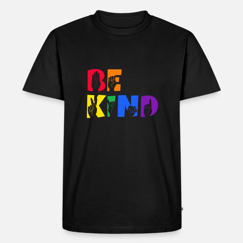 Be Kind Deaf Pride - Männer Premium Bio T-Shirt - Schwarz