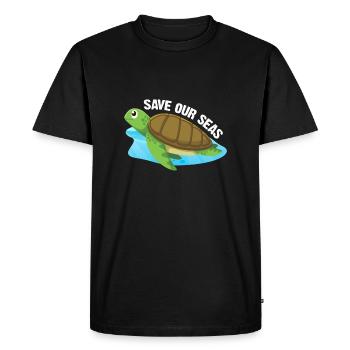 Sauvons notre tortue des mers - T-shirt Premium bio Homme - noir - Devant - Nico (187cm)