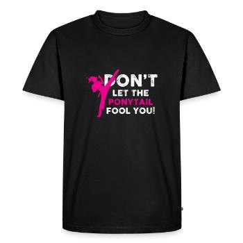 ne vous laissez pas tromper par la queue de cheval Concevez pour un kung - T-shirt Premium bio Homme - noir - Devant - Nico (187cm)