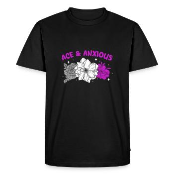 ace and anxious flowers Design for a asexual - Men's Premium Organic T-Shirt - black - Front - Nico (187cm)