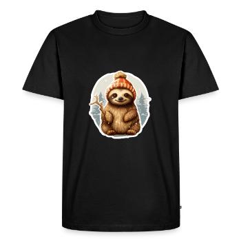 drôle de paresseux dans les chutes de neige - T-shirt Premium bio Homme - noir - Devant - Nico (187cm)