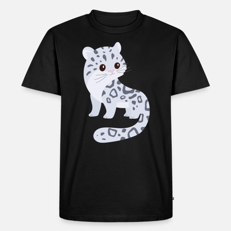 Schnee Leopard - Männer Premium Bio T-Shirt - Schwarz