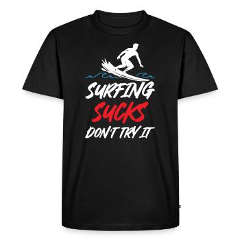 Le surf craint, n’essayez pas - T-shirt Premium bio Homme - noir - Devant - Nico (187cm)
