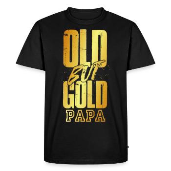 Old but Gold Papa in goldener Schrift - Männer Premium Bio T-Shirt - Schwarz - Vorne - Nico (187cm)