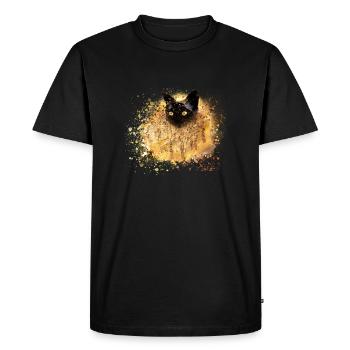 Chat siamois, chat, graffiti, blanc, chaton, or - T-shirt Premium bio Homme - noir - Devant - Nico (187cm)