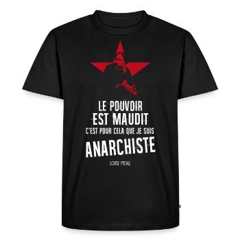 Louise Michel - Le pouvoir est maudit - T-shirt Premium bio Homme - noir - Devant - Nico (187cm)