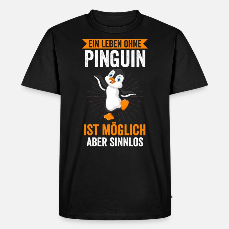 Ein Leben ohne Pinguine Pinguin - Männer Premium Bio T-Shirt - Schwarz