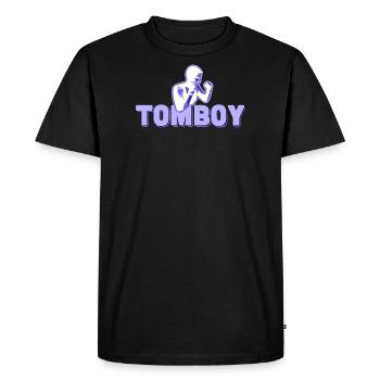 Tomboy Logo+text - Men's Premium Organic T-Shirt - black - Front - Nico (187cm)