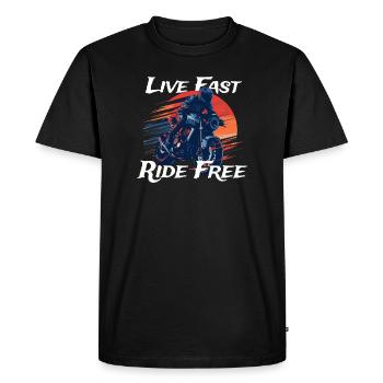 Freedom Trail: Biker Soul, Gift - Men's Premium Organic T-Shirt - black - Front - Nico (187cm)
