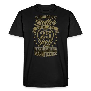 Birthday 25 years Better with age - Men's Premium Organic T-Shirt - black - Front - Nico (187cm)