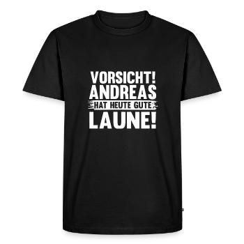 First name Andreas - Men's Premium Organic T-Shirt - black - Front - Nico (187cm)