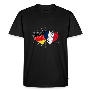Français Allemagne Cœur France - T-shirt Premium bio Homme - noir - Devant - Nico (187cm)