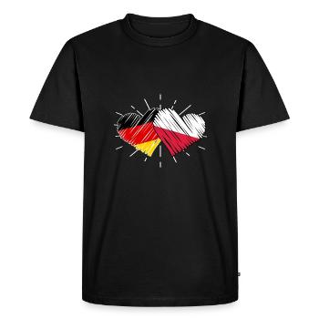 Polonais Allemand Coeur Pologne - T-shirt Premium bio Homme - noir - Devant - Nico (187cm)