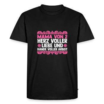 Maman de 2 enfants - T-shirt Premium bio Homme - noir - Devant - Nico (187cm)
