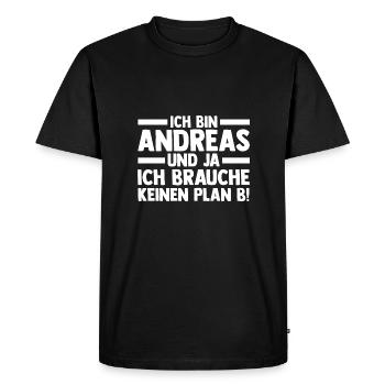 First name Andreas - Men's Premium Organic T-Shirt - black - Front - Nico (187cm)