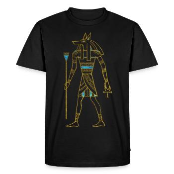 Anubis Egyptian Gold and blue stained glass - Men's Premium Organic T-Shirt - black - Front - Nico (187cm)