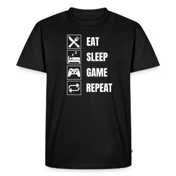 Eat sleep Game, Gamer Geek - T-shirt Premium bio Homme - noir - Devant - Nico (187cm)