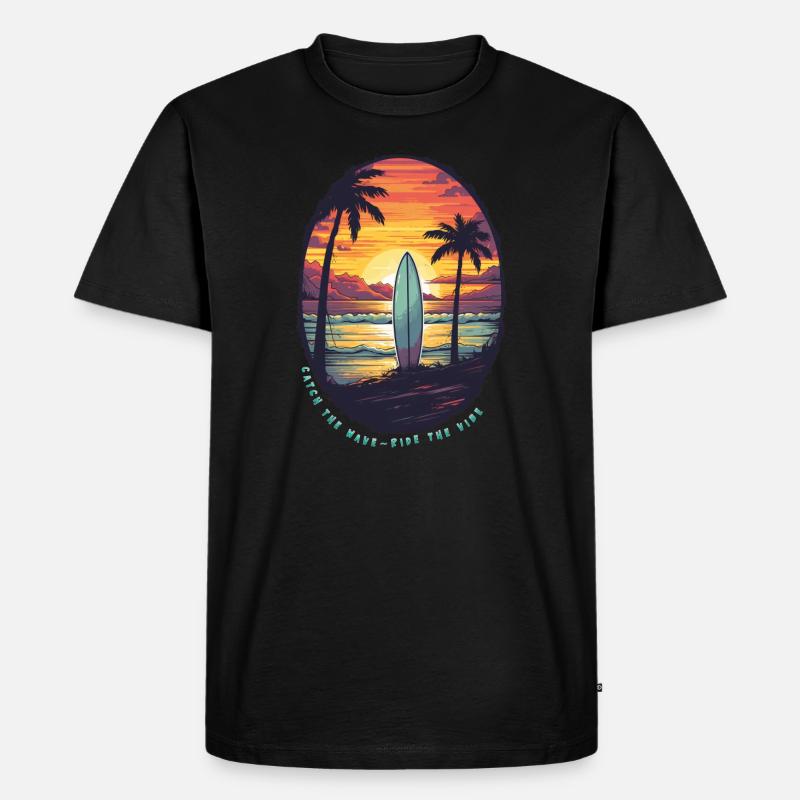 Catch the Wave - Männer Premium Bio T-Shirt - Schwarz