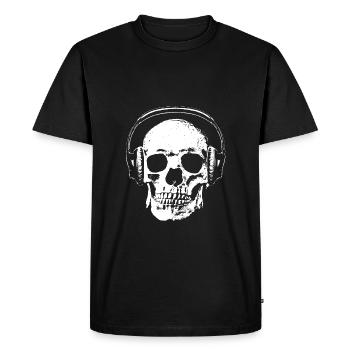 Skull with headphones - Men's Premium Organic T-Shirt - black - Front - Nico (187cm)