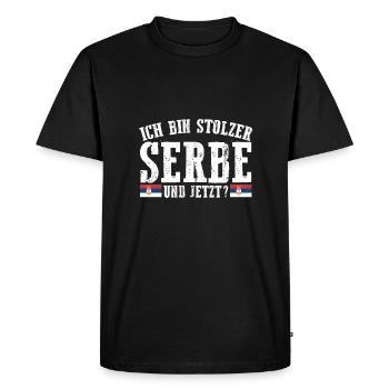Serbe Serbe Serbie - T-shirt Premium bio Homme - noir - Devant - Nico (187cm)