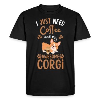 Sweet Welsh Corgi Coffee Dog Cafe kawaii - T-shirt Premium bio Homme - noir - Devant - Nico (187cm)