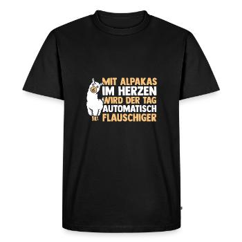 Alpaga - T-shirt Premium bio Homme - noir - Devant - Nico (187cm)