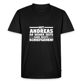 First name Andreas - Men's Premium Organic T-Shirt - black - Front - Nico (187cm)