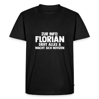 Florian - T-shirt Premium bio Homme - noir - Devant - Nico (187cm)