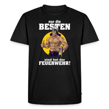 FWD - nur die BESTEN sind bei der FEUERWEHR - Top - Männer Premium Bio T-Shirt - Schwarz - Vorne - Nico (187cm)