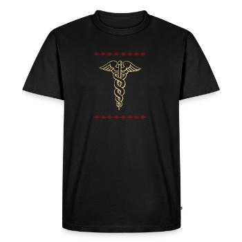 Golden rn symbol nurse nurse - Men's Premium Organic T-Shirt - black - Front - Nico (187cm)