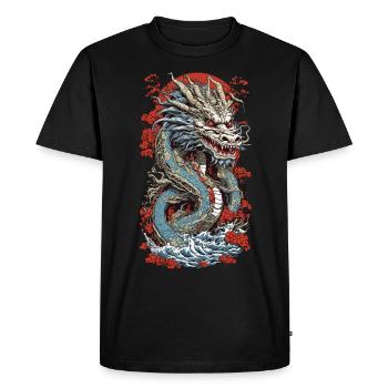 Mysticisme du dragon dans la gravure sur bois de couleur ukiyo-e - T-shirt Premium bio Homme - noir - Devant - Nico (187cm)