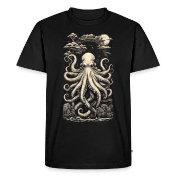 Retro Octopus Japanese Sea Depth Design Style - T-shirt Premium bio Homme - noir - Devant - Nico (187cm)