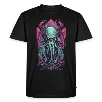 Occult Ghoul Kraken Gothic Vaporwave Art - Men's Premium Organic T-Shirt - black - Front - Nico (187cm)