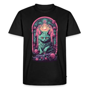 Chat gothique sombre Halloween esthétique chats - T-shirt Premium bio Homme - noir - Devant - Nico (187cm)
