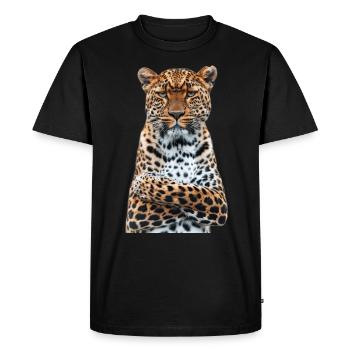Leopard - Men's Premium Organic T-Shirt - black - Front - Nico (187cm)