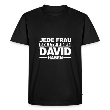 David - Men's Premium Organic T-Shirt - black - Front - Nico (187cm)