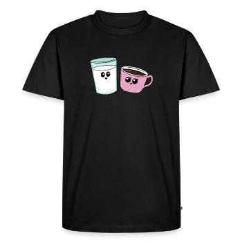 lait café bonjour boulanger heureux - T-shirt Premium bio Homme - noir - Devant - Nico (187cm)