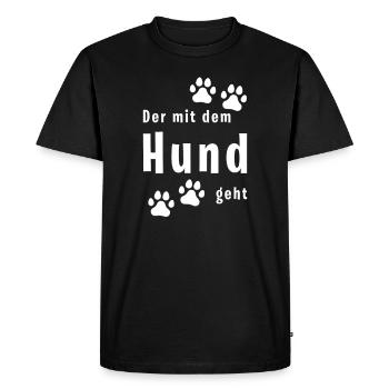 Qui part avec le chien - T-shirt Premium bio Homme - noir - Devant - Nico (187cm)