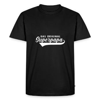 Père Papa - T-shirt Premium bio Homme - noir - Devant - Nico (187cm)