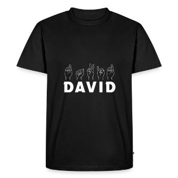 Sign Language David - Men's Premium Organic T-Shirt - black - Front - Nico (187cm)