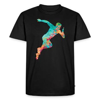 Jogging und Laufen - Männer Premium Bio T-Shirt - Schwarz - Vorne - Nico (187cm)