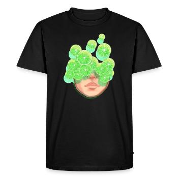 Drôle de visage de lime - T-shirt Premium bio Homme - noir - Devant - Nico (187cm)