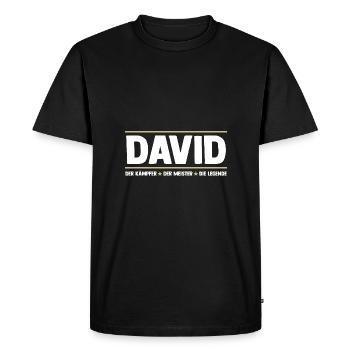 David - Men's Premium Organic T-Shirt - black - Front - Nico (187cm)