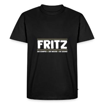 Fritz - Men's Premium Organic T-Shirt - black - Front - Nico (187cm)