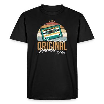 Septembre 1974 Naissance Vintage Anniversaire Rétro - T-shirt Premium bio Homme - noir - Devant - Nico (187cm)