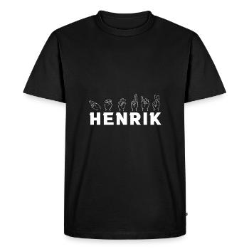 Langue des signes Henrik - T-shirt Premium bio Homme - noir - Devant - Nico (187cm)
