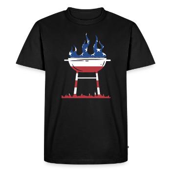 Griller Us Flag Grilling - Men's Premium Organic T-Shirt - black - Front - Nico (187cm)