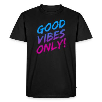 Good Vibes Only Brushed Colorful - Men's Premium Organic T-Shirt - black - Front - Nico (187cm)
