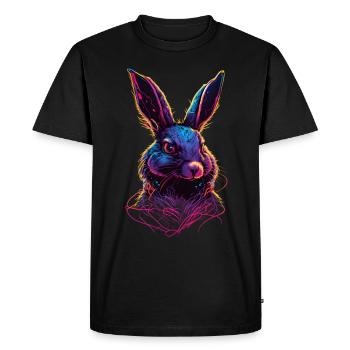 Rabbit Synthwave 80 s gift - Men's Premium Organic T-Shirt - black - Front - Nico (187cm)
