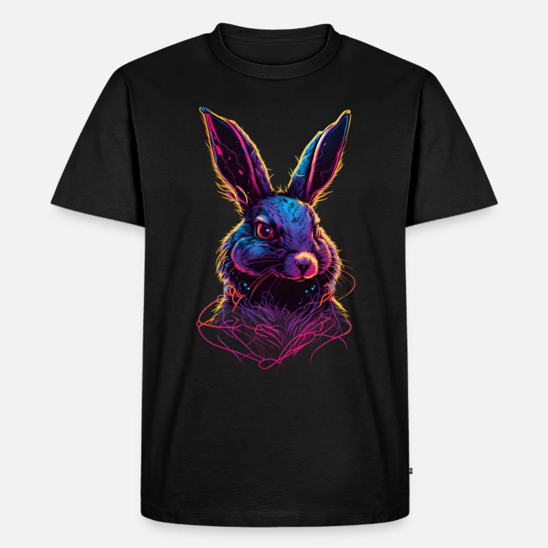 Hase Synthwave 80 s Geschenk - Männer Premium Bio T-Shirt - Schwarz